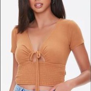 Cutout Crop Top Brown Forever21 Sz Small